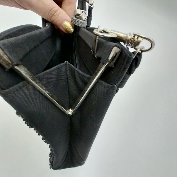 Gino Aldrovandi Black Sparkly Evening Purse with Rhinestones Shoulder Bag 10"x6" - Picture 11 of 14